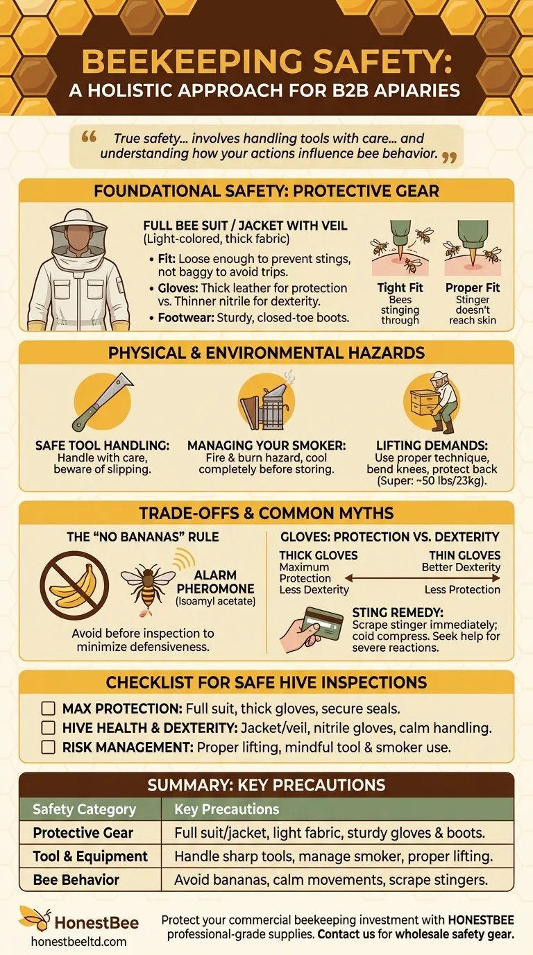 What are some safety precautions to consider when beekeeping? Master a Holistic Approach for Apiary Safety Visual Guide