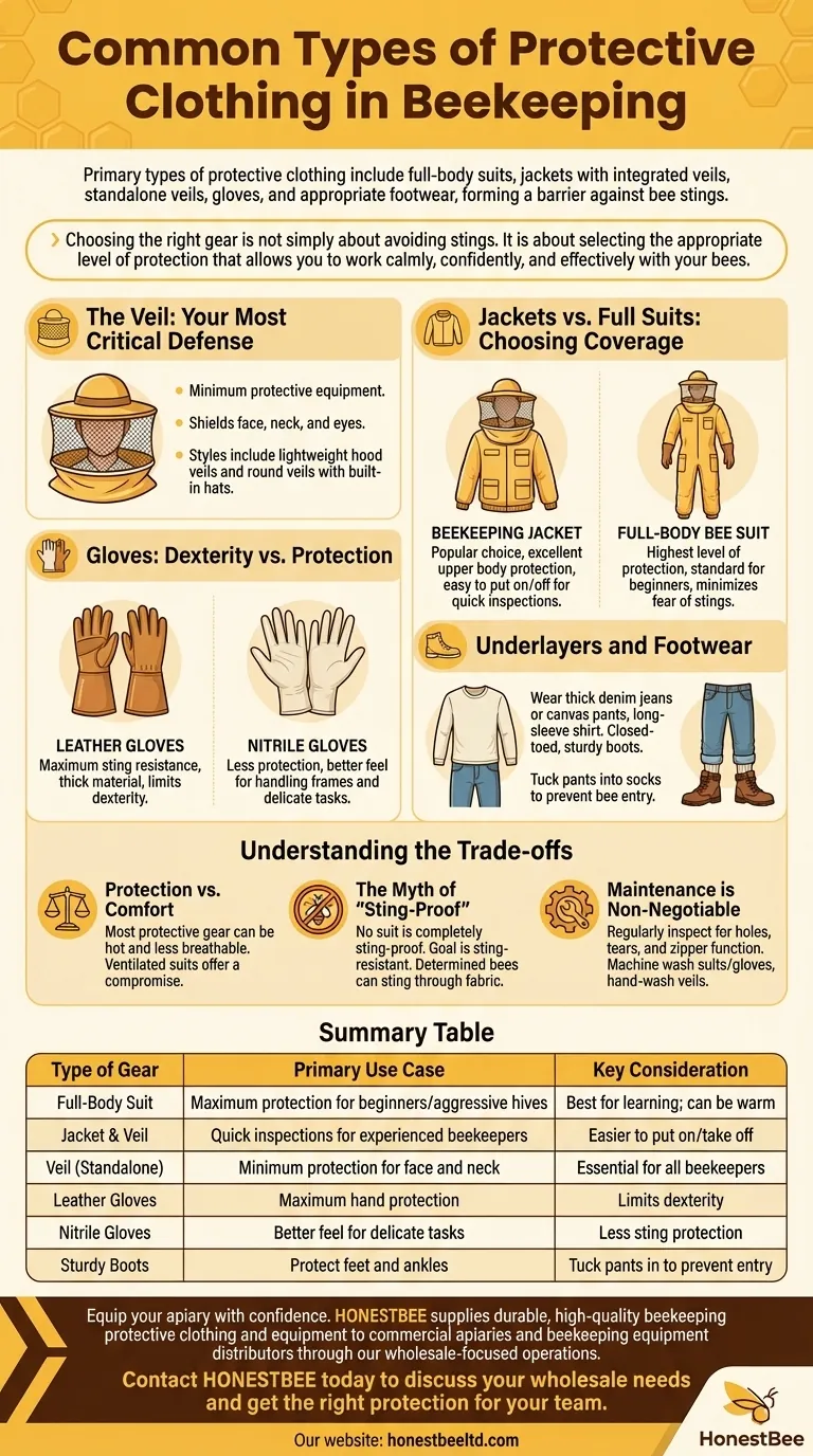 What are the common types of protective clothing used in beekeeping? Stay Safe and Confident at the Hive Visual Guide
