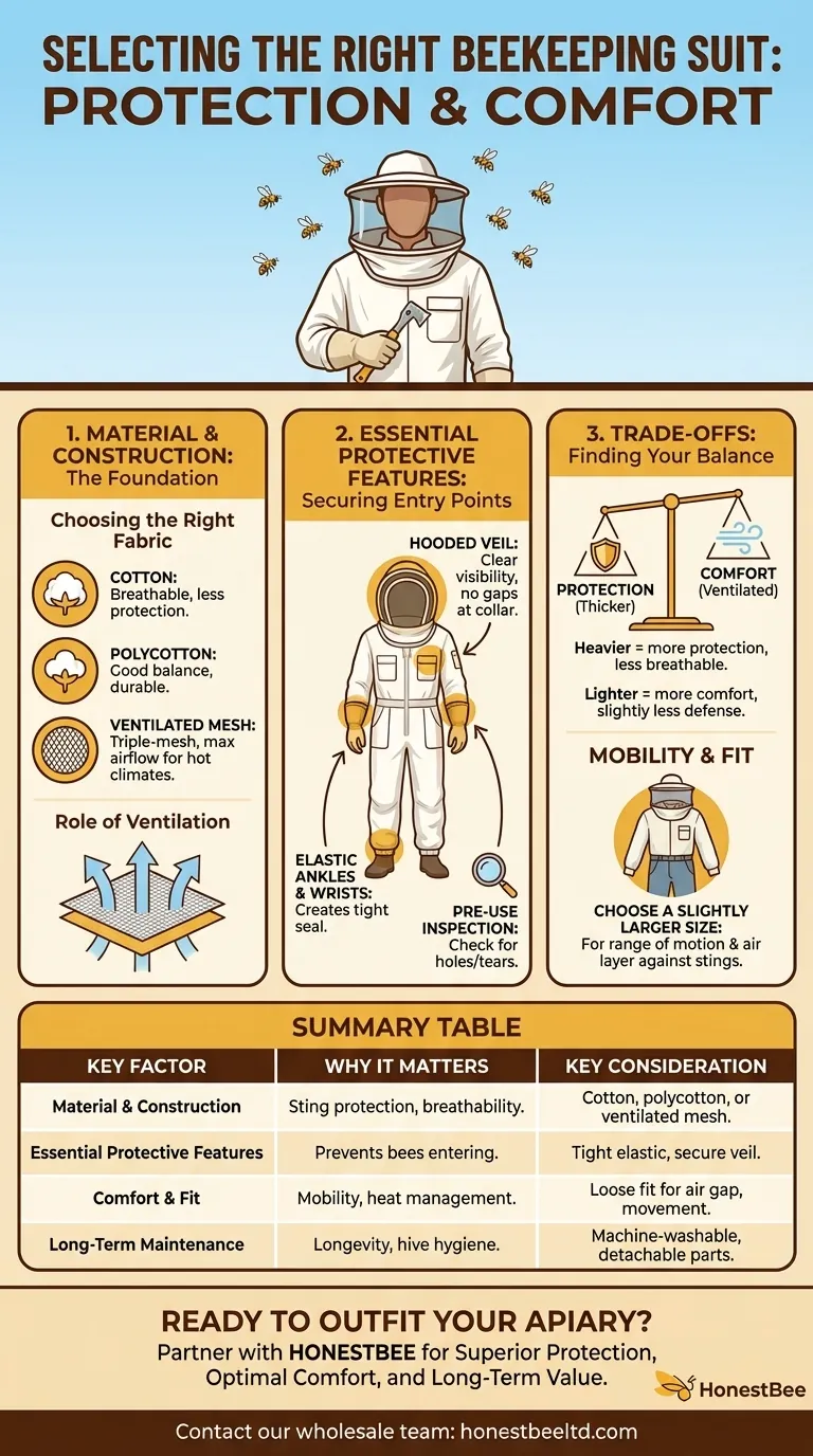 O que deve ser considerado ao selecionar um traje de apicultura? Encontre o Equilíbrio Perfeito entre Proteção e Conforto Guia Visual
