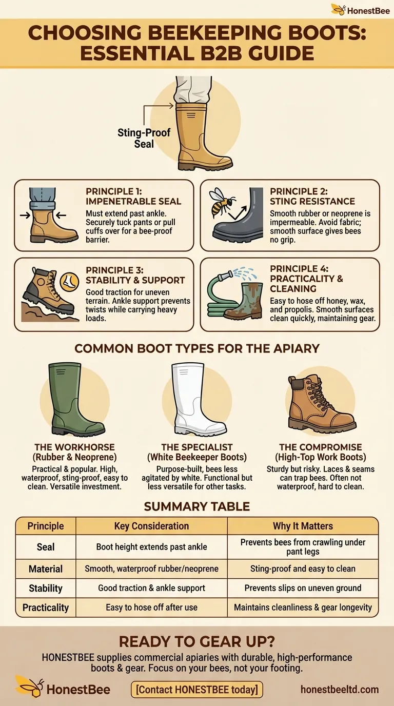 What should be considered when choosing boots for beekeeping? Ensure Complete Protection and Comfort Visual Guide