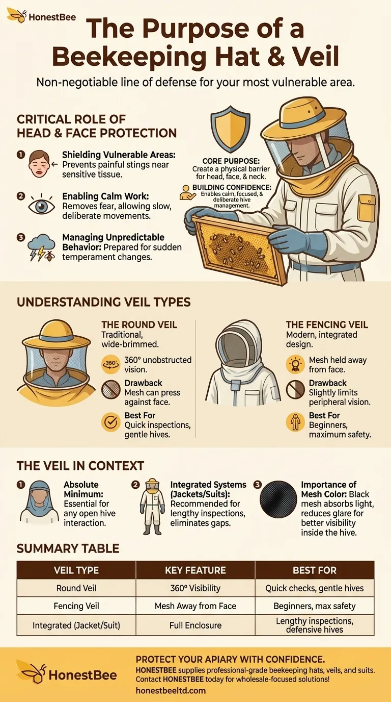 What is the purpose of a hat and veil in beekeeping? Essential Protection for Head & Face Visual Guide