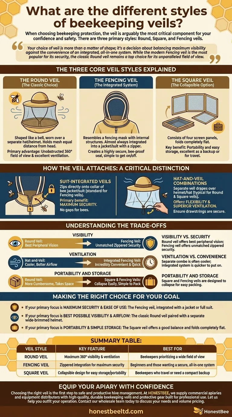 What are the different styles of beekeeping veils? A Guide to Safety & Visibility Visual Guide