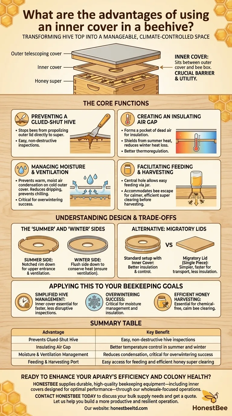 What are the advantages of using an inner cover in a beehive? Key Benefits for Hive Health & Beekeeper Efficiency Visual Guide