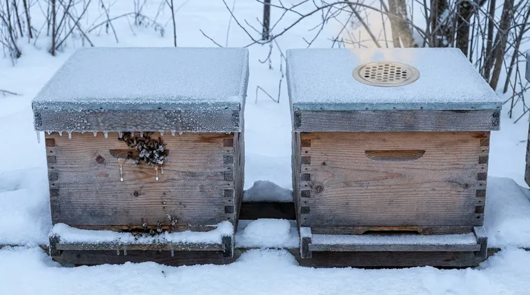 O que acontece se não houver ventilação no topo de uma colmeia no inverno? Evite Condensação Mortal e Perda de Colônia