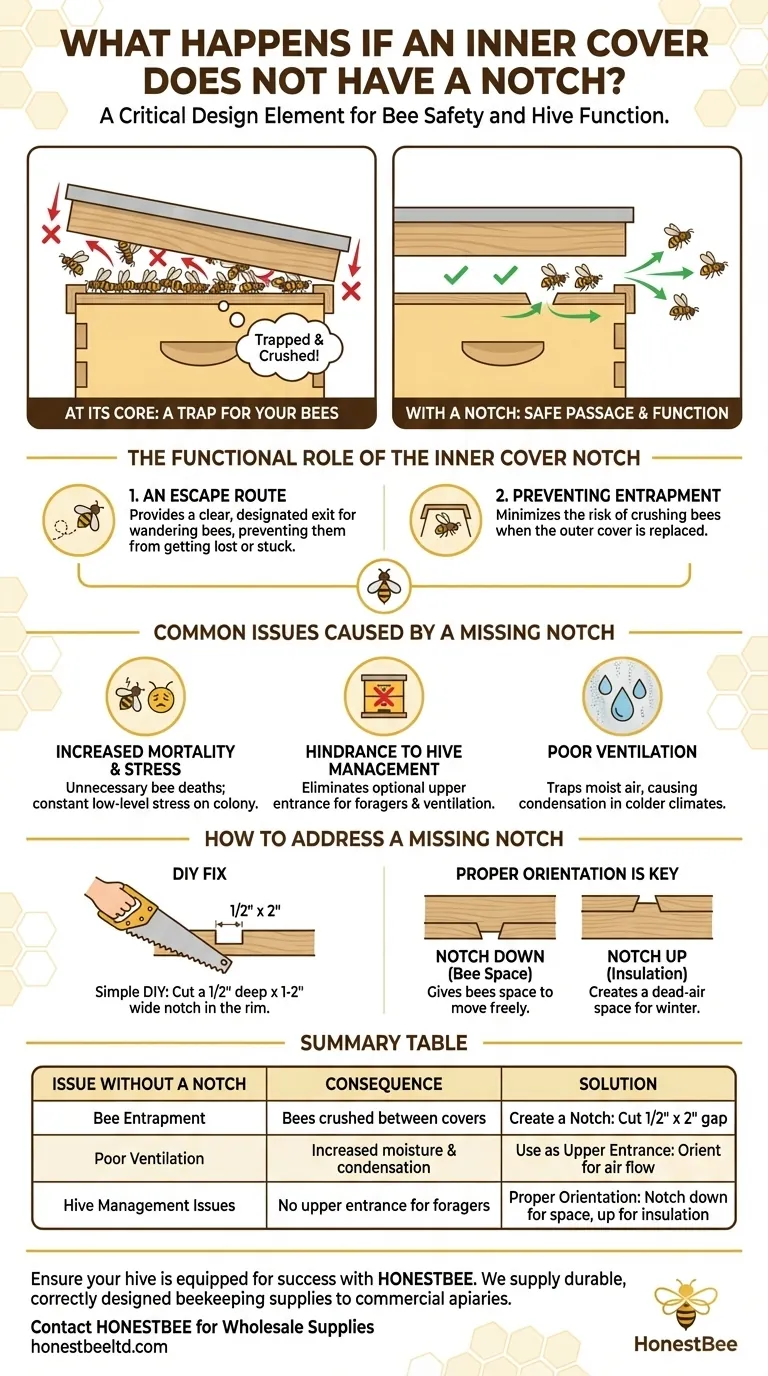 インナーカバーに切り込みがない場合、どうなりますか？蜂のトラップを防ぎ、巣の健康を改善しましょう ビジュアルガイド