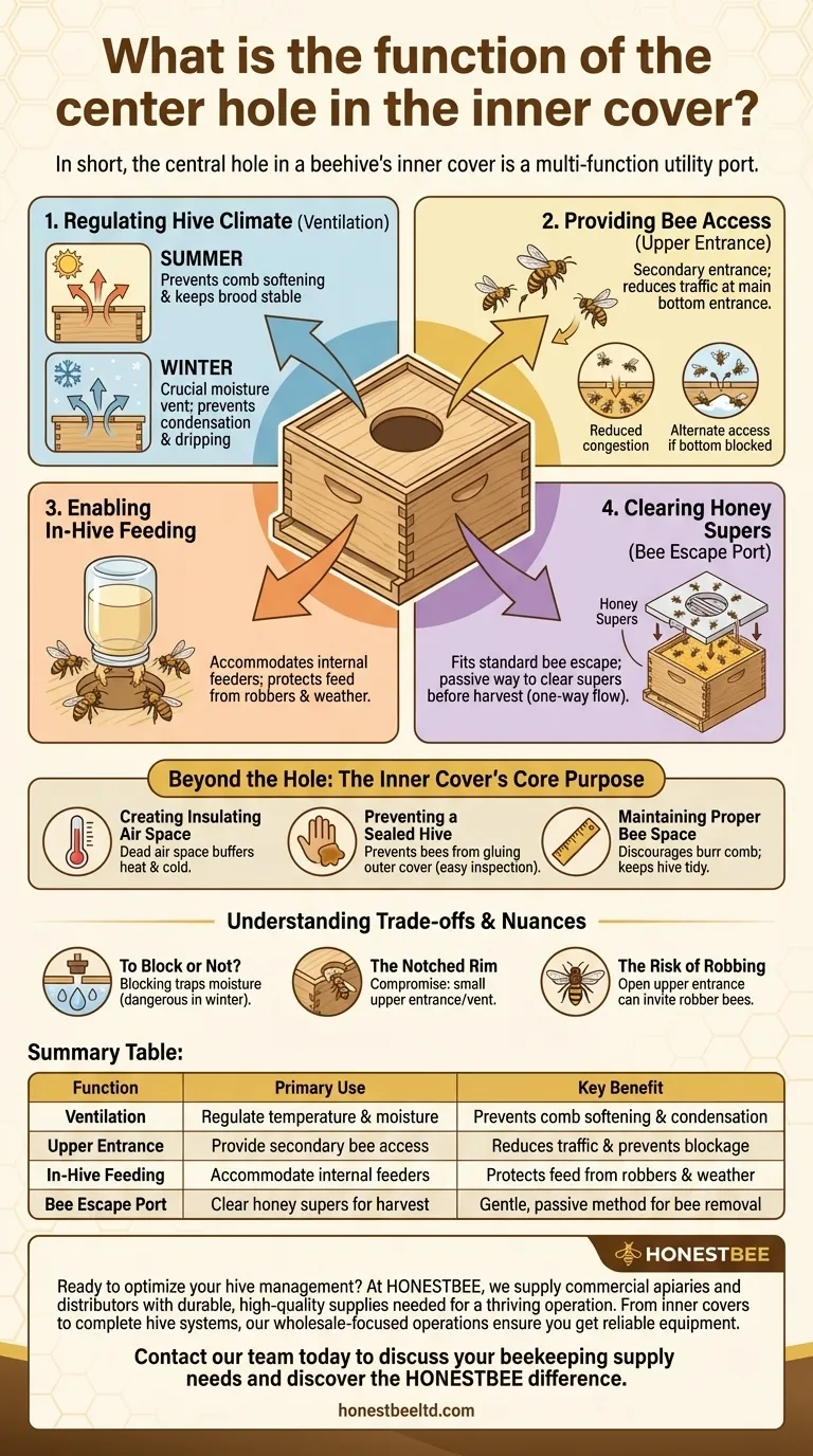 ما هي وظيفة الفتحة المركزية في الغطاء الداخلي؟ تهوية وإطعام الخلية الرئيسية دليل مرئي