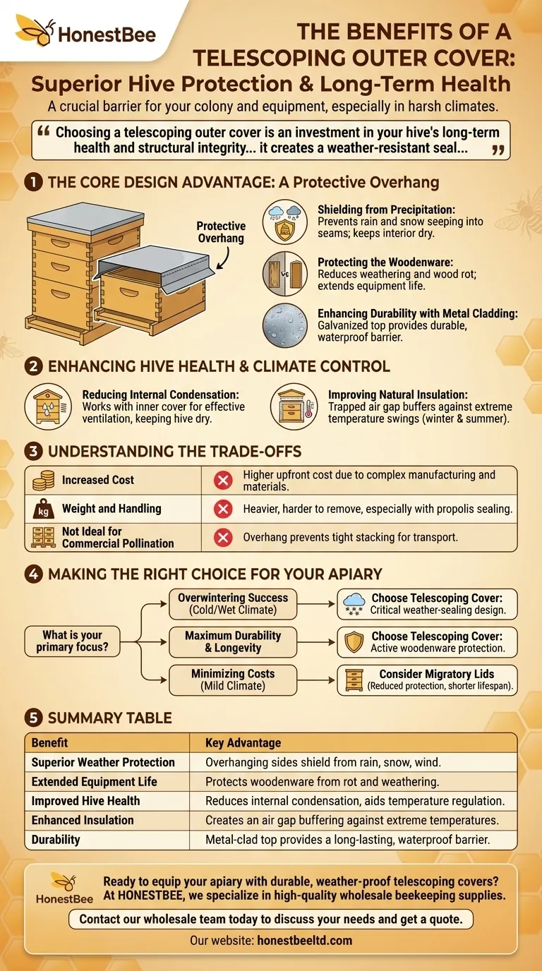 What are the benefits of the telescoping outer cover? Essential Protection for Hive Health & Longevity Visual Guide