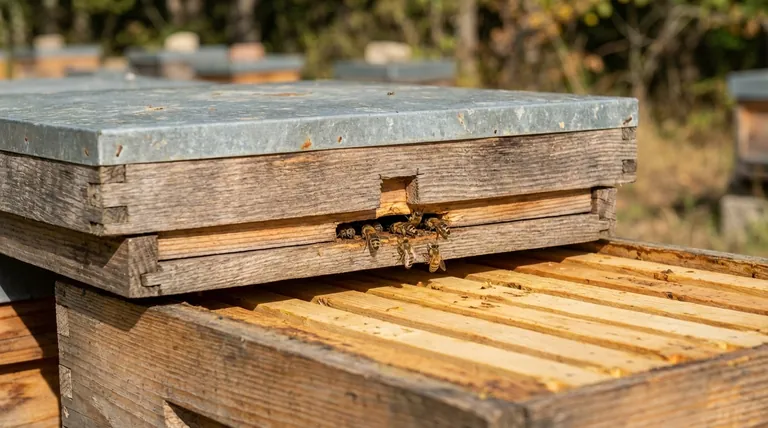 How does the outer cover create an upper entrance? Master Hive Ventilation & Congestion Control