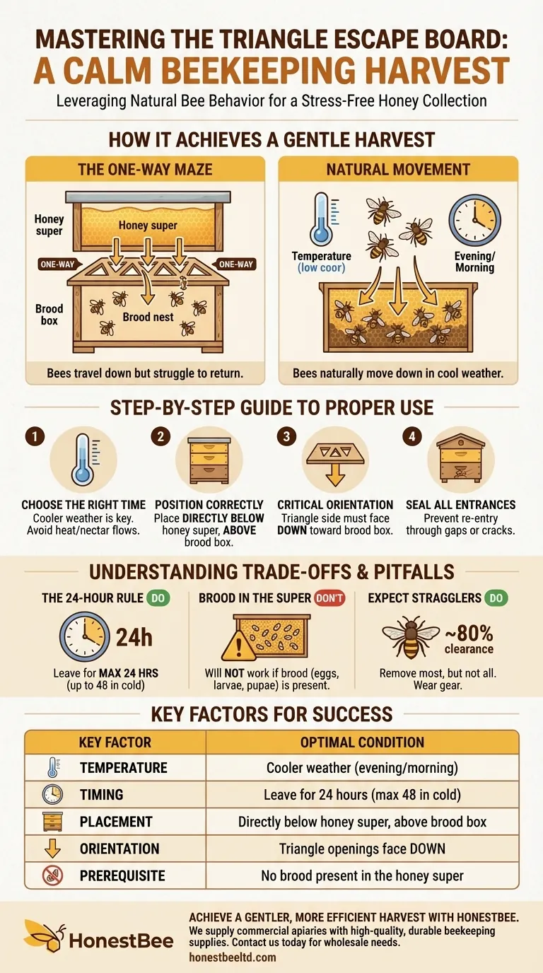 What are the best conditions for using the triangle escape board? A Guide to a Calm, Stress-Free Harvest Visual Guide
