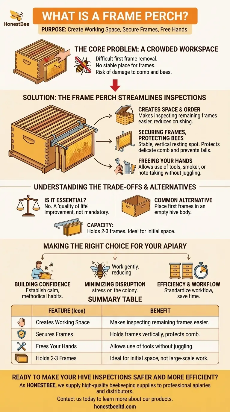 What is a frame perch and what is its purpose? Streamline Your Hive Inspections Visual Guide