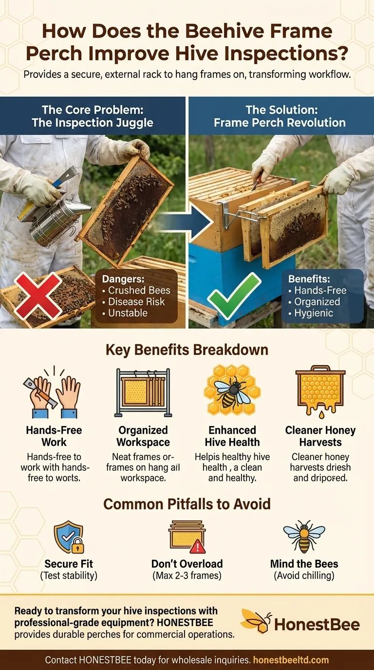 How does the beehive frame perch improve hive inspections? Boost Efficiency & Protect Your Hive Visual Guide