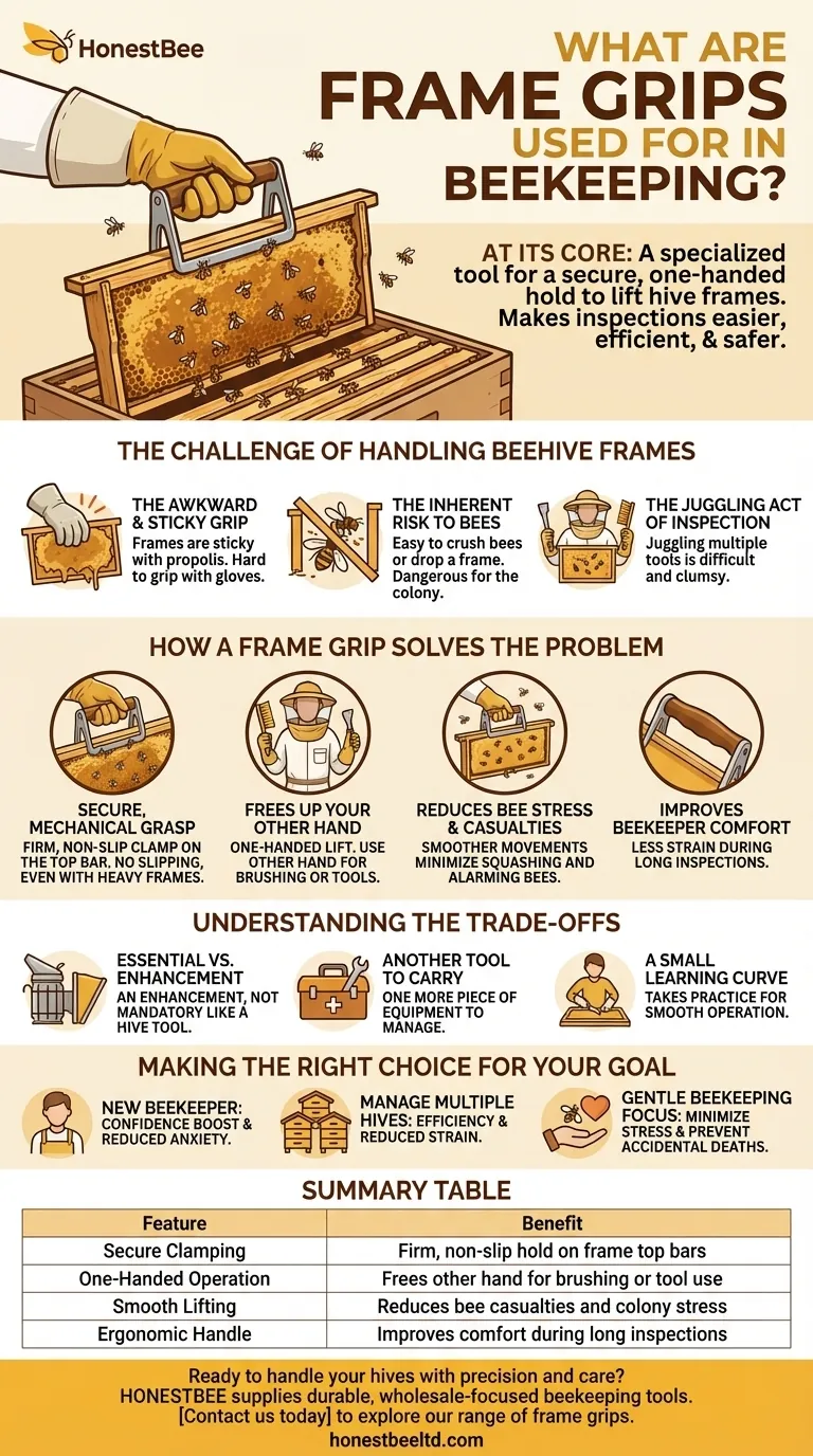 Wofür werden Rähmchenheber (Frame Grips) in der Imkerei verwendet? Steigern Sie die Effizienz Ihrer Inspektionen und die Sicherheit Ihrer Bienen Visuelle Anleitung