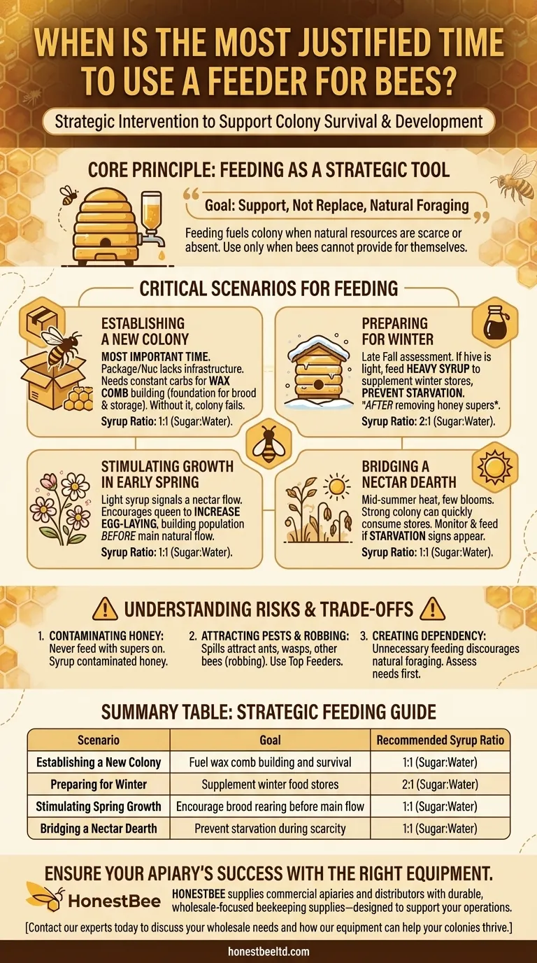When is the most justified time to use a feeder for bees? Ensure Colony Survival and Growth Visual Guide