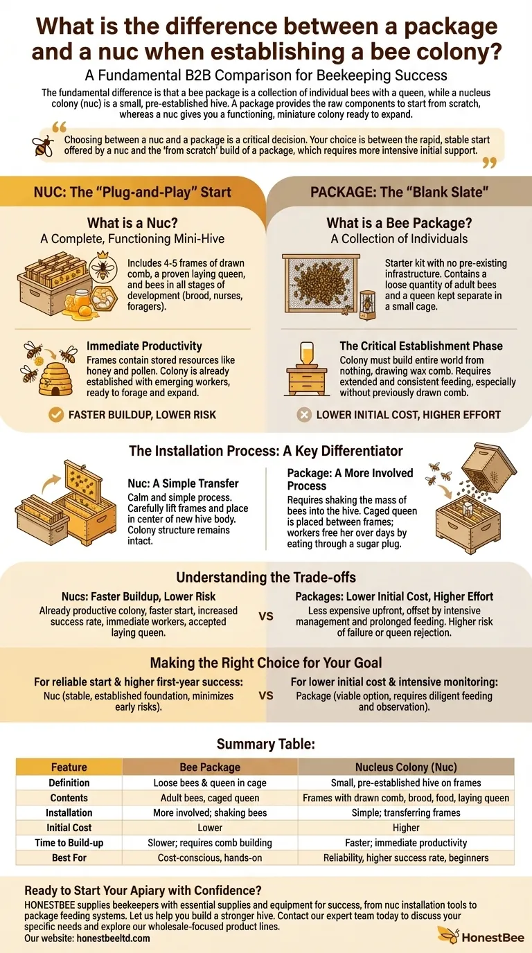 Qual è la differenza tra un pacchetto e un nuc? Scegli l'Inizio Giusto per la Tua Colonia di Api Guida Visiva