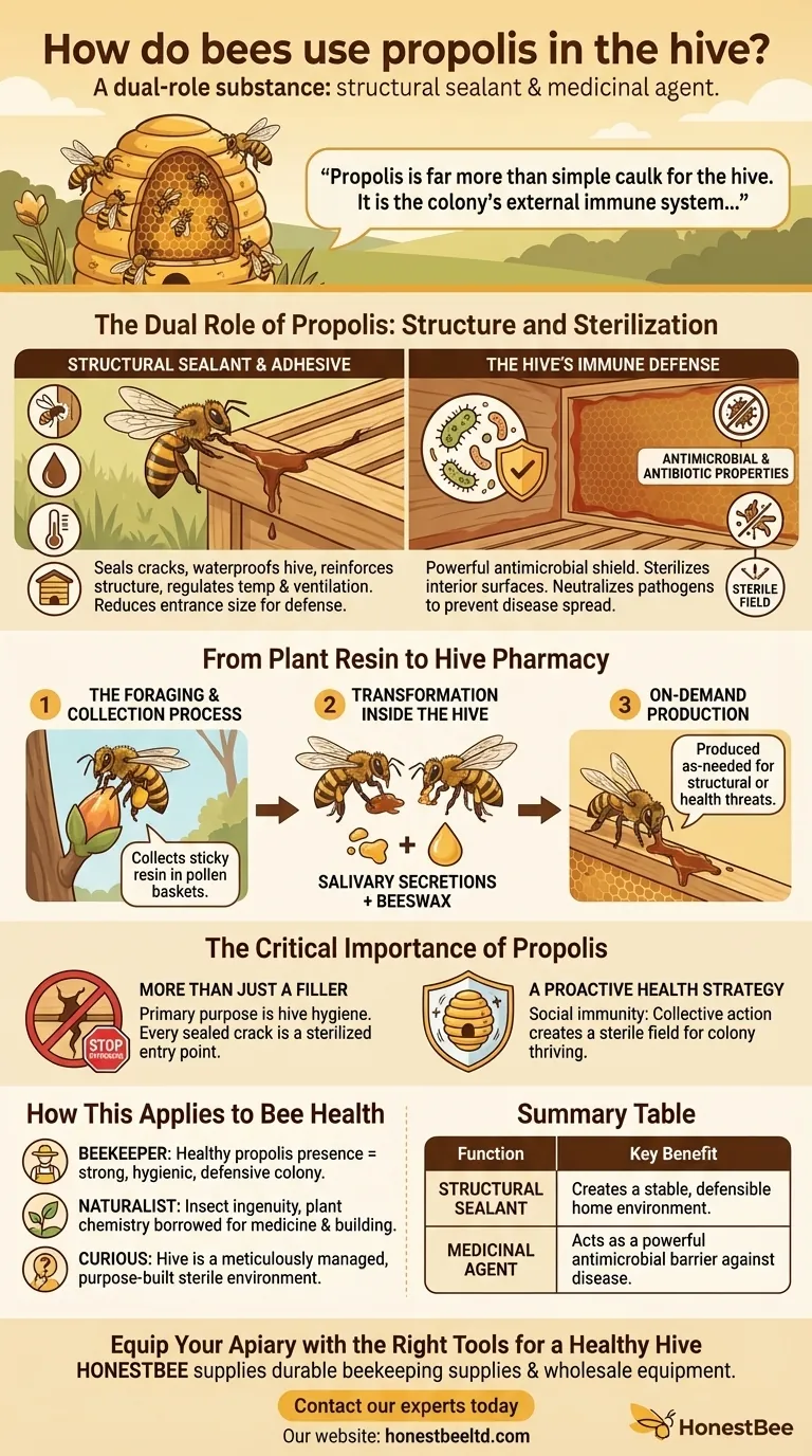 How do bees use propolis in the hive? Discover the Versatile 'Bee Glue' Visual Guide