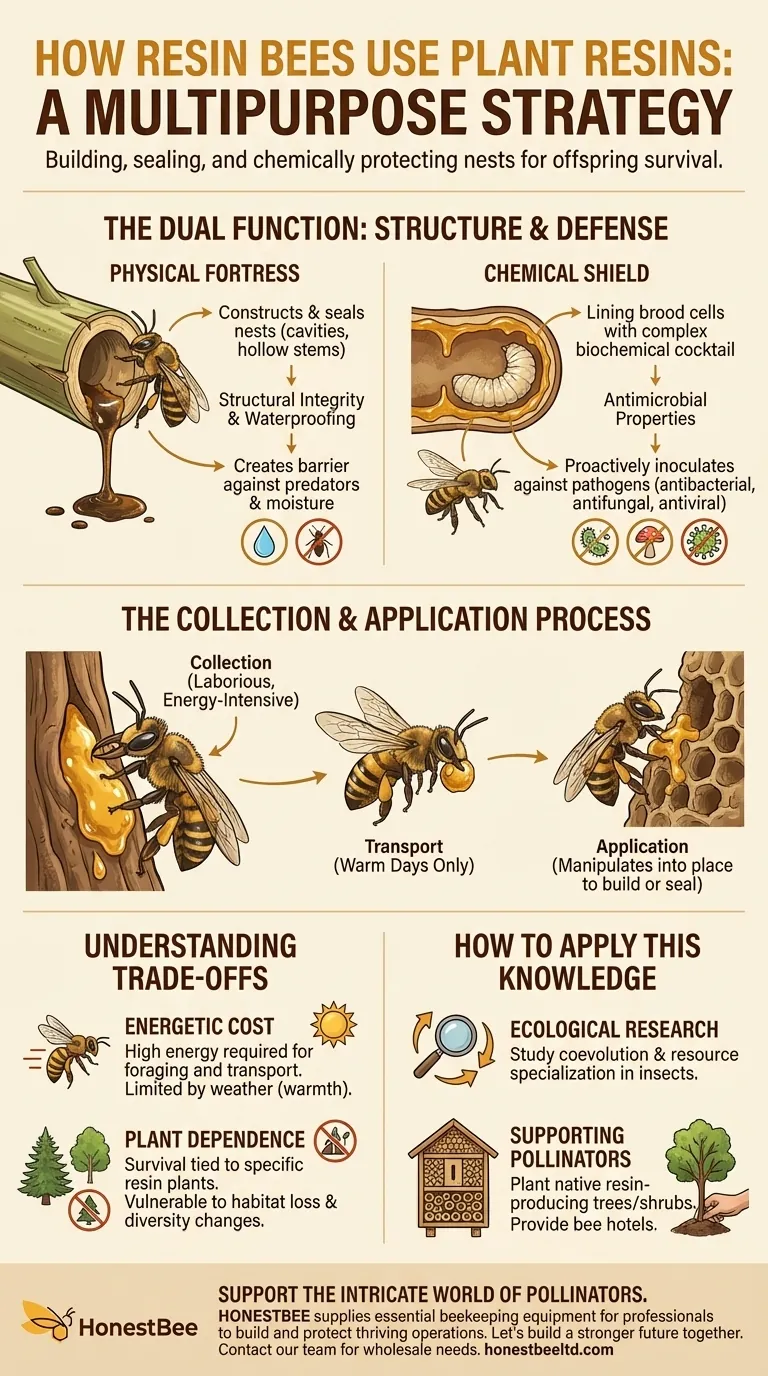 How do resin bees use plant resins? To Build and Chemically Protect Their Nests Visual Guide