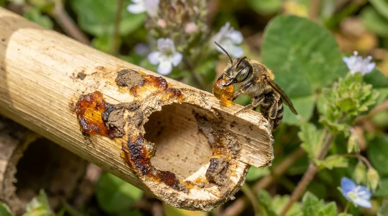 How do resin bees use plant resins? To Build and Chemically Protect Their Nests