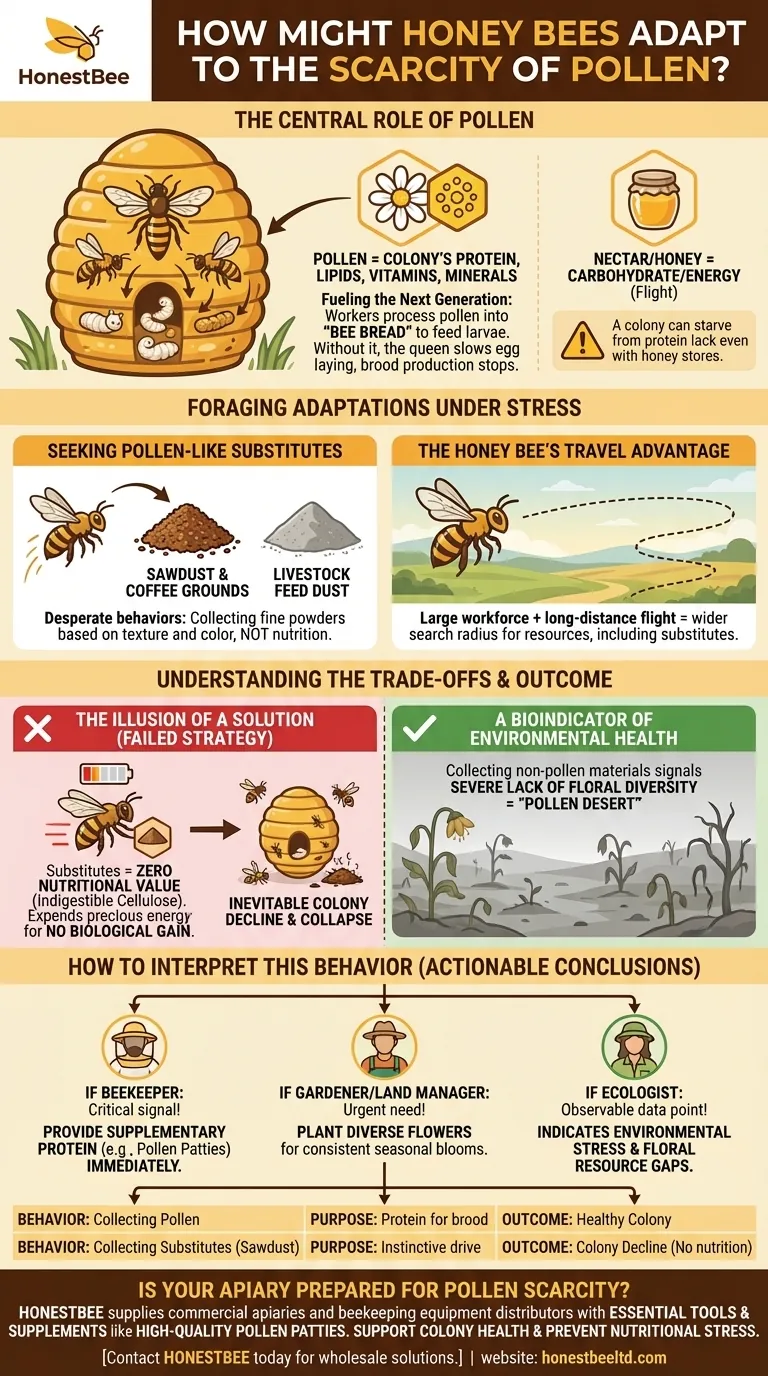 How might honey bees adapt to the scarcity of pollen? A Sign of Nutritional Stress Visual Guide