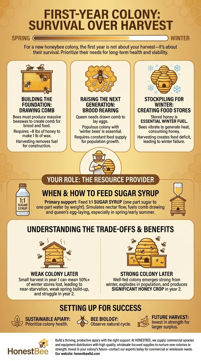 新しいコロニーから蜂蜜を採集する代わりに、養蜂家は何をすべきでしょうか？長期的な成功のためにコロニーの強さを最優先する ビジュアルガイド