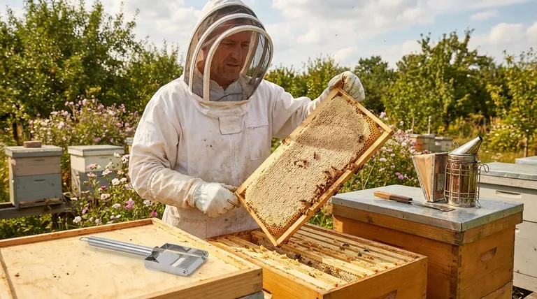 What should be checked before harvesting honey from a new hive? Ensure Colony Survival First