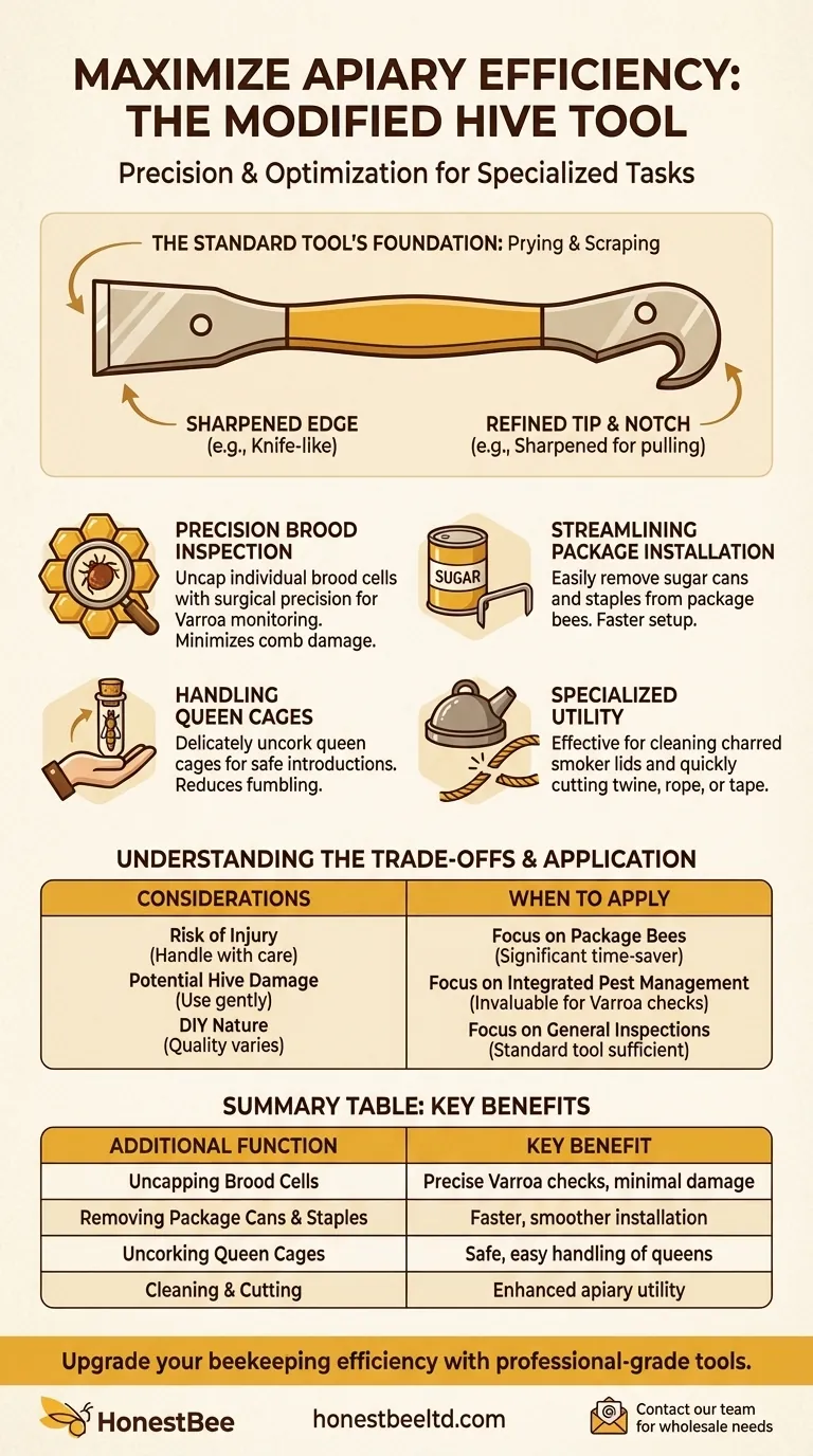 What are the additional functions of a modified hive tool? Boost Precision & Efficiency in Your Apiary Visual Guide