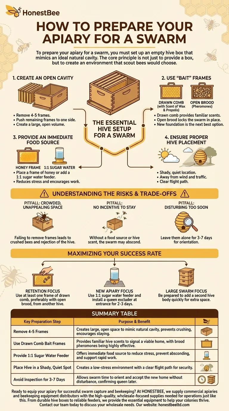 How should the apiary be prepared before capturing a swarm? Ensure a Successful Hiving Process Visual Guide