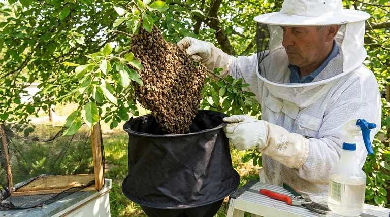 What steps should be taken when approaching a swarm localized around many branches? A Guide to Safe and Efficient Capture