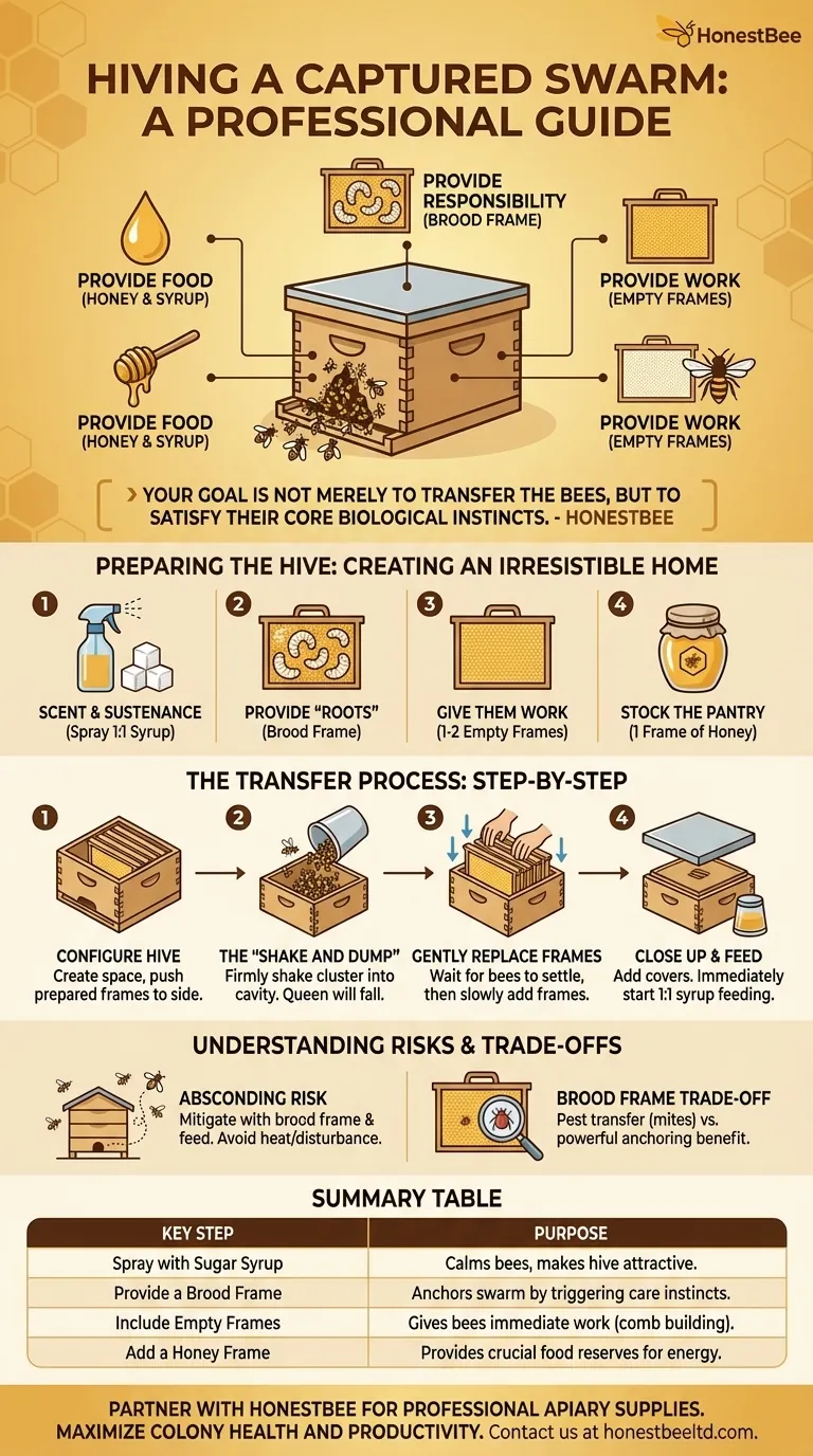 Come si dovrebbe posizionare uno sciame catturato nell'attrezzatura dell'arnia? Una guida per l'insediamento sicuro Guida Visiva