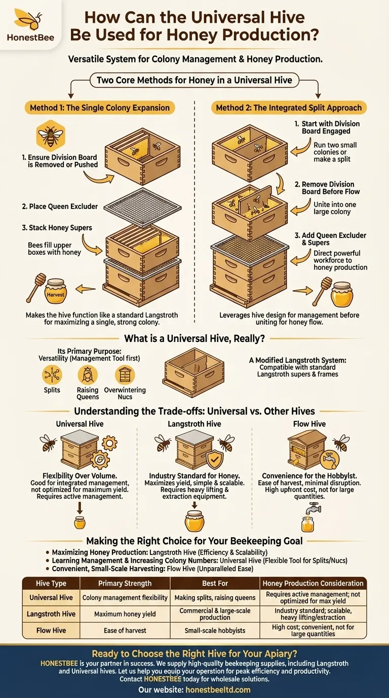 How can the universal hive be used for honey production? Adapting a Management Tool for Honey Visual Guide