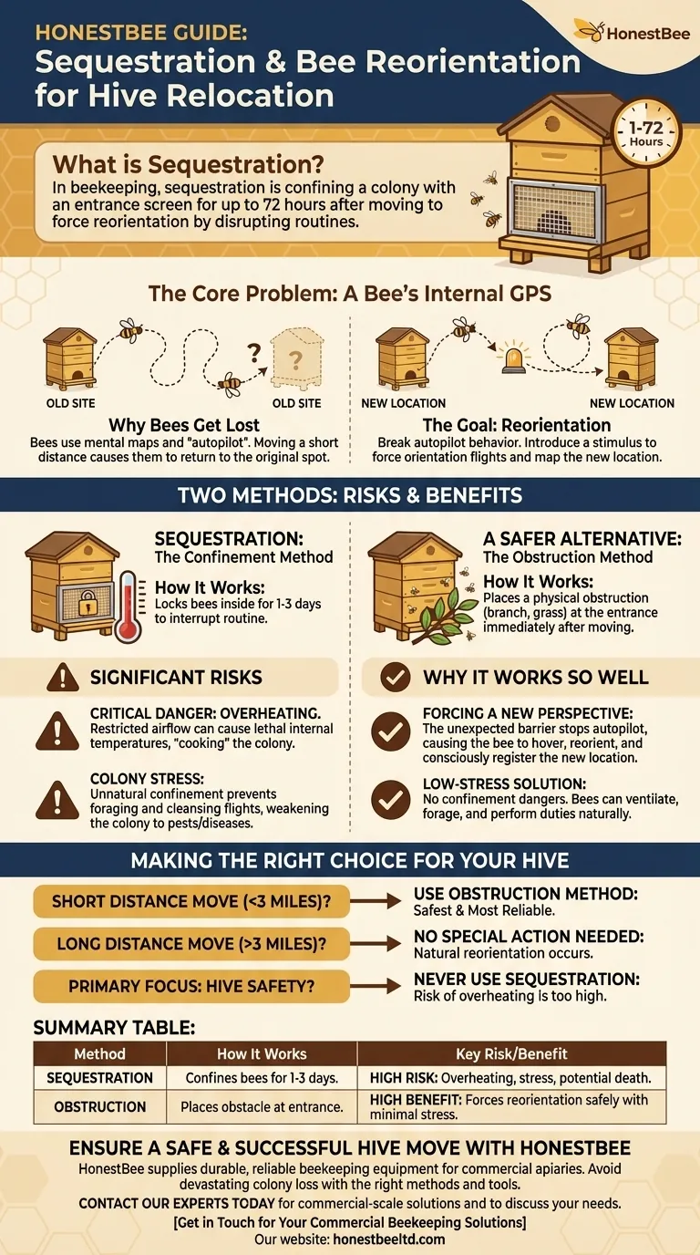 What is sequestration, and how does it help bees reorient? A Safer Guide to Hive Relocation Visual Guide
