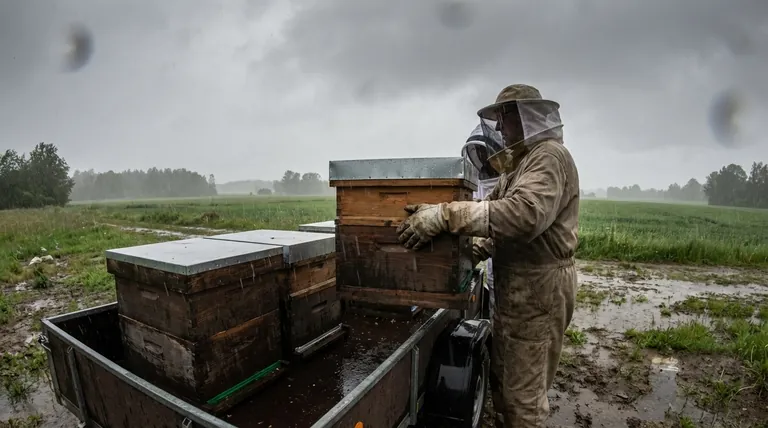 Comment le déplacement des ruches par temps de pluie ou en hiver peut-il aider à la réorientation ? Un guide pour un déménagement de ruche réussi