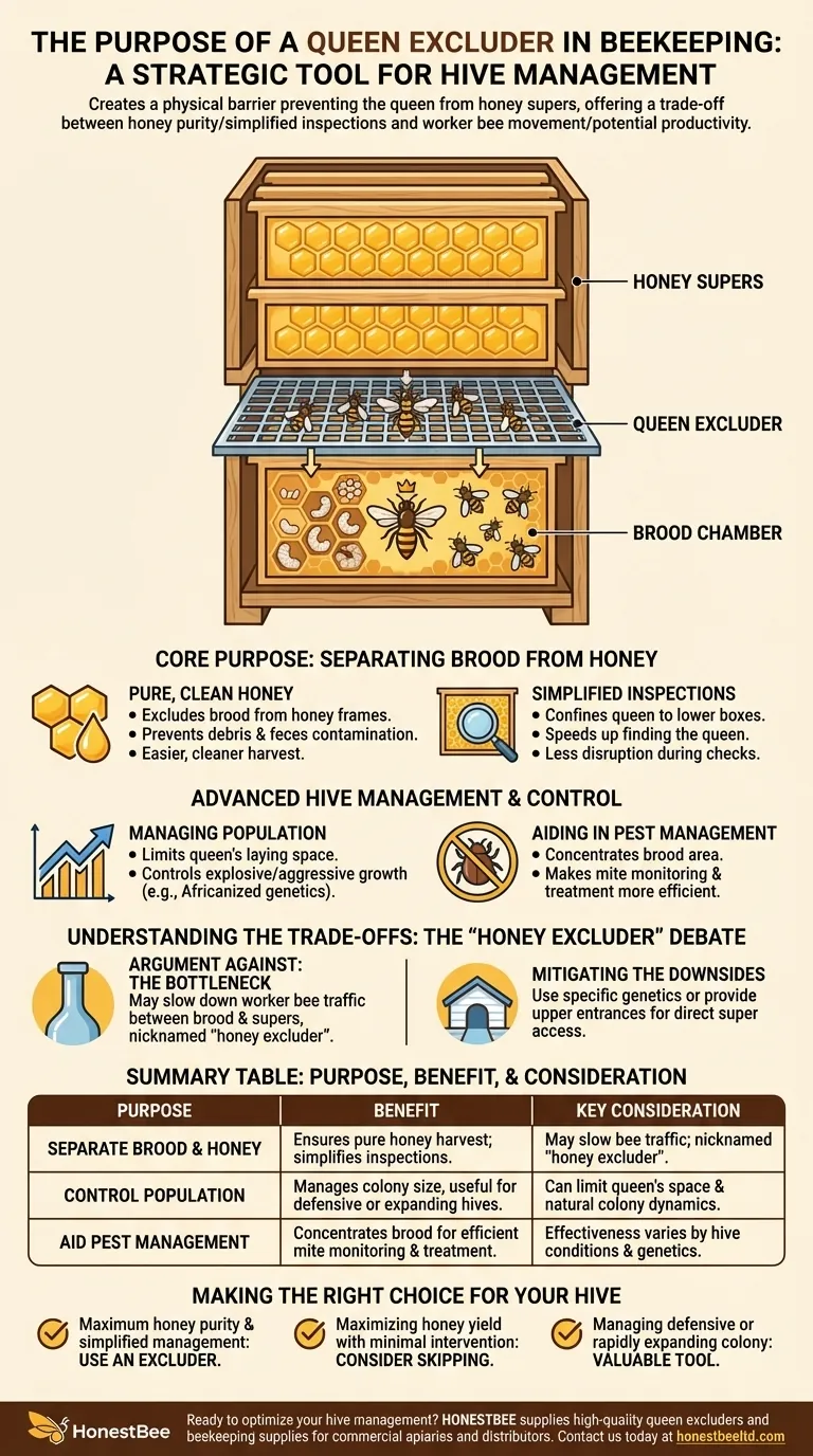 What is the purpose of using an excluder in beekeeping? A Guide to Hive Management & Honey Purity Visual Guide