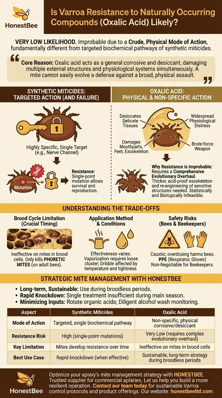 옥살산과 같은 천연 화합물에 대해 꿀벌응애가 저항성을 발달시킬 가능성은 얼마나 됩니까? 지속 가능한 꿀벌응애 방제 시각적 가이드