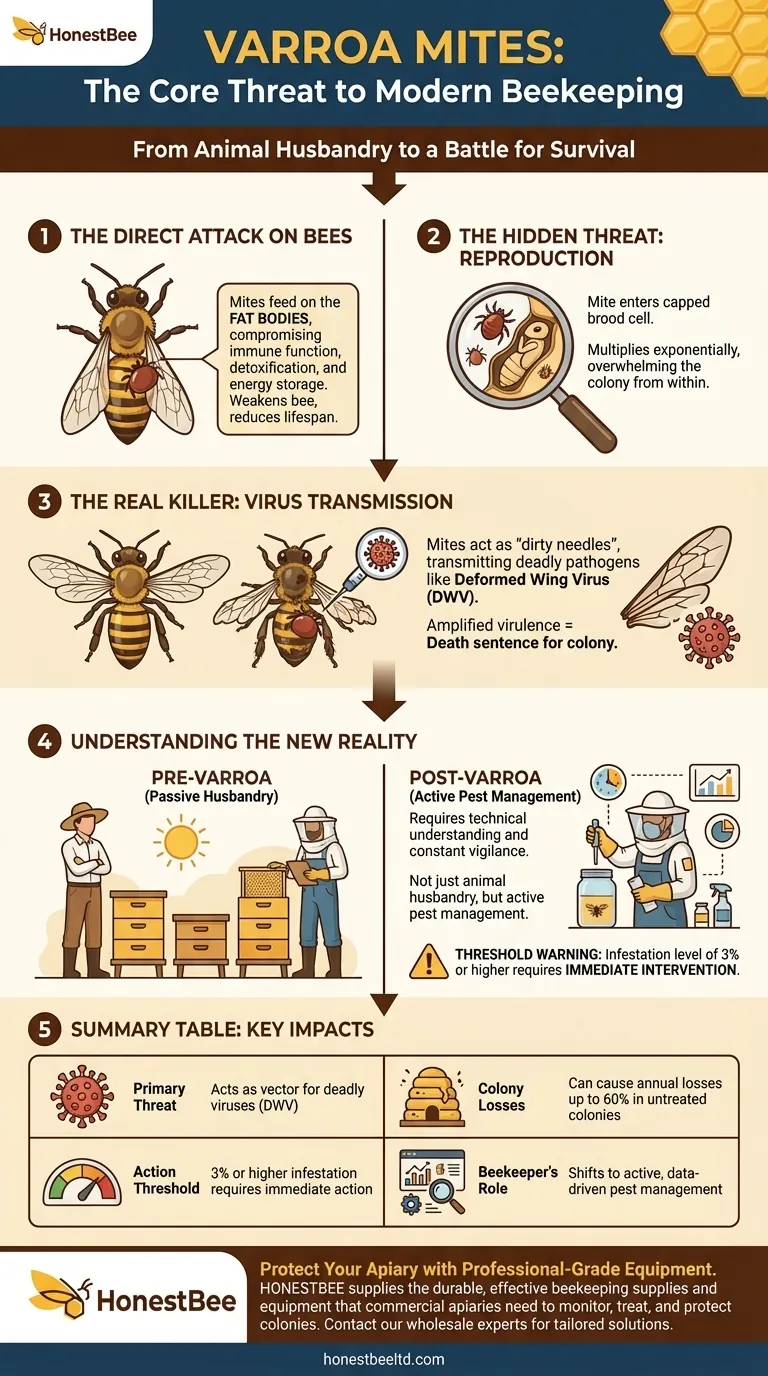 What impact did Varroa mites have on beekeeping? From Husbandry to a Constant Battle for Survival Visual Guide