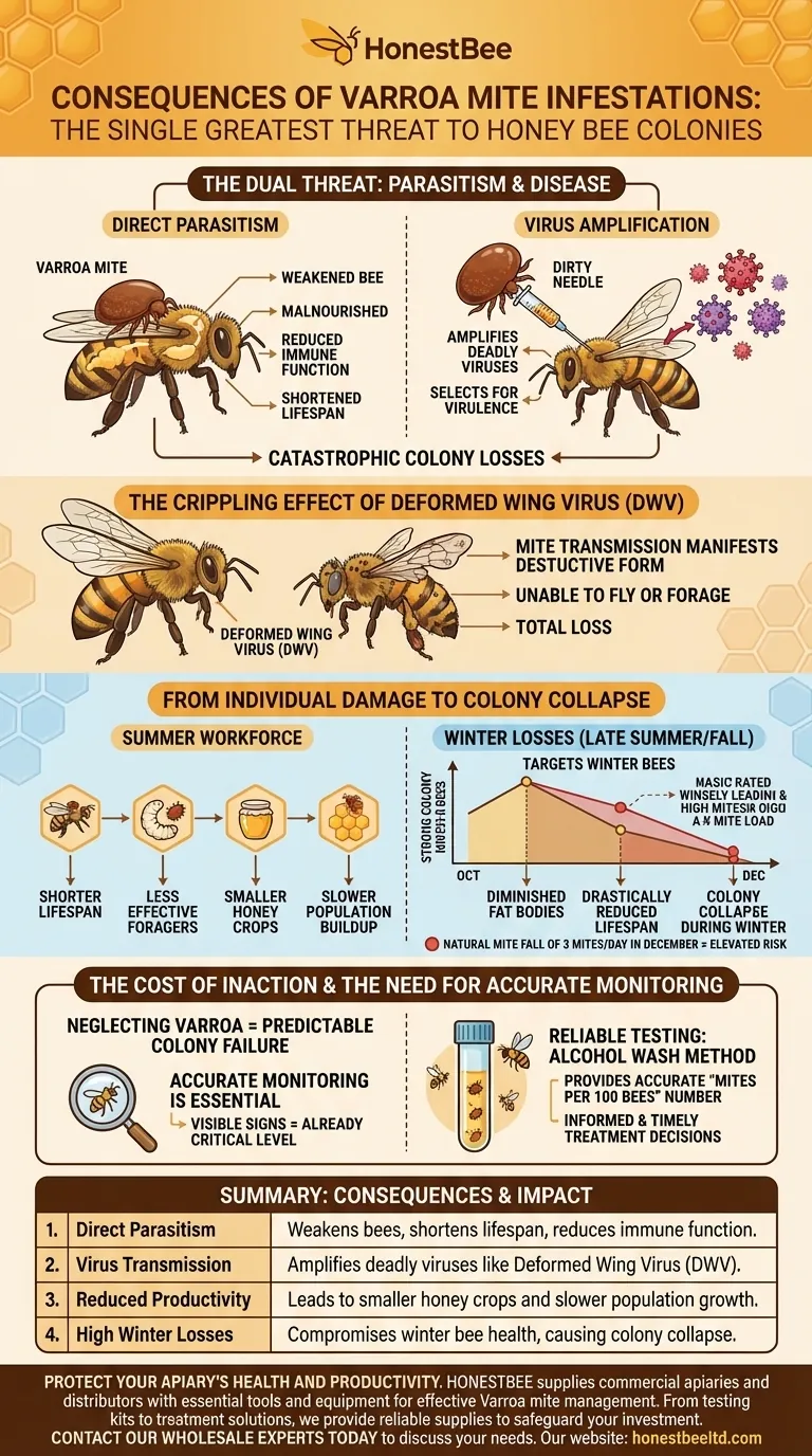 What are the consequences of Varroa mite infestations? Protect Your Hives from Colony Collapse Visual Guide