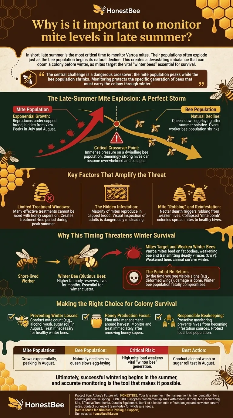 Warum ist es wichtig, die Milbenpopulation im Spätsommer zu überwachen? Verhindern Sie den Zusammenbruch des Bienenvolks vor dem Winter Visuelle Anleitung