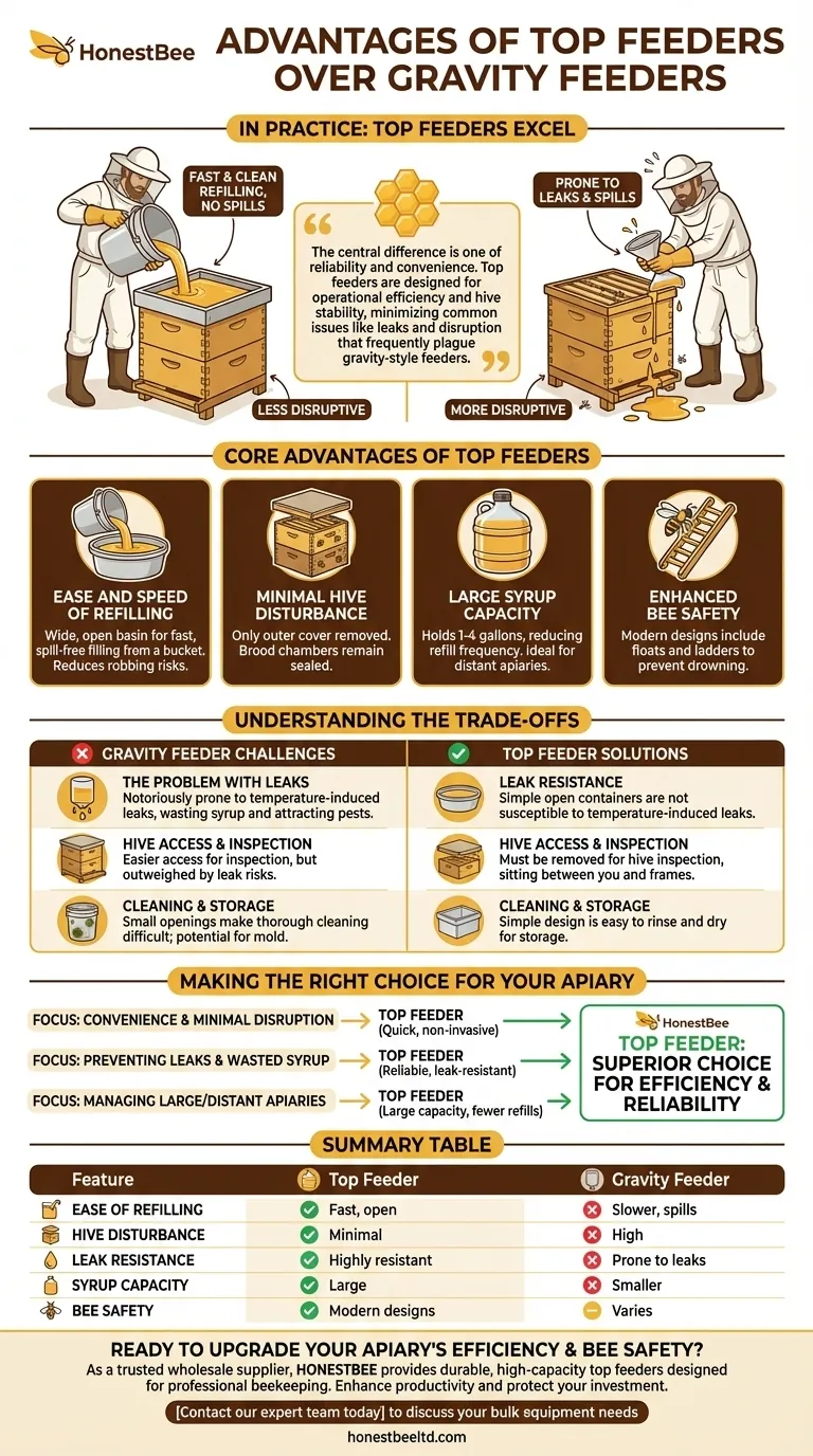 What are the advantages of top feeders over gravity feeders? Boost Hive Health & Efficiency Visual Guide