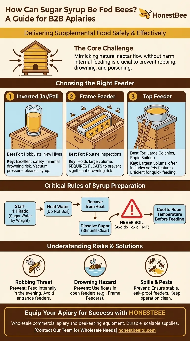 How can sugar syrup be fed to bees? A Guide to Safe and Effective Hive Feeding Visual Guide