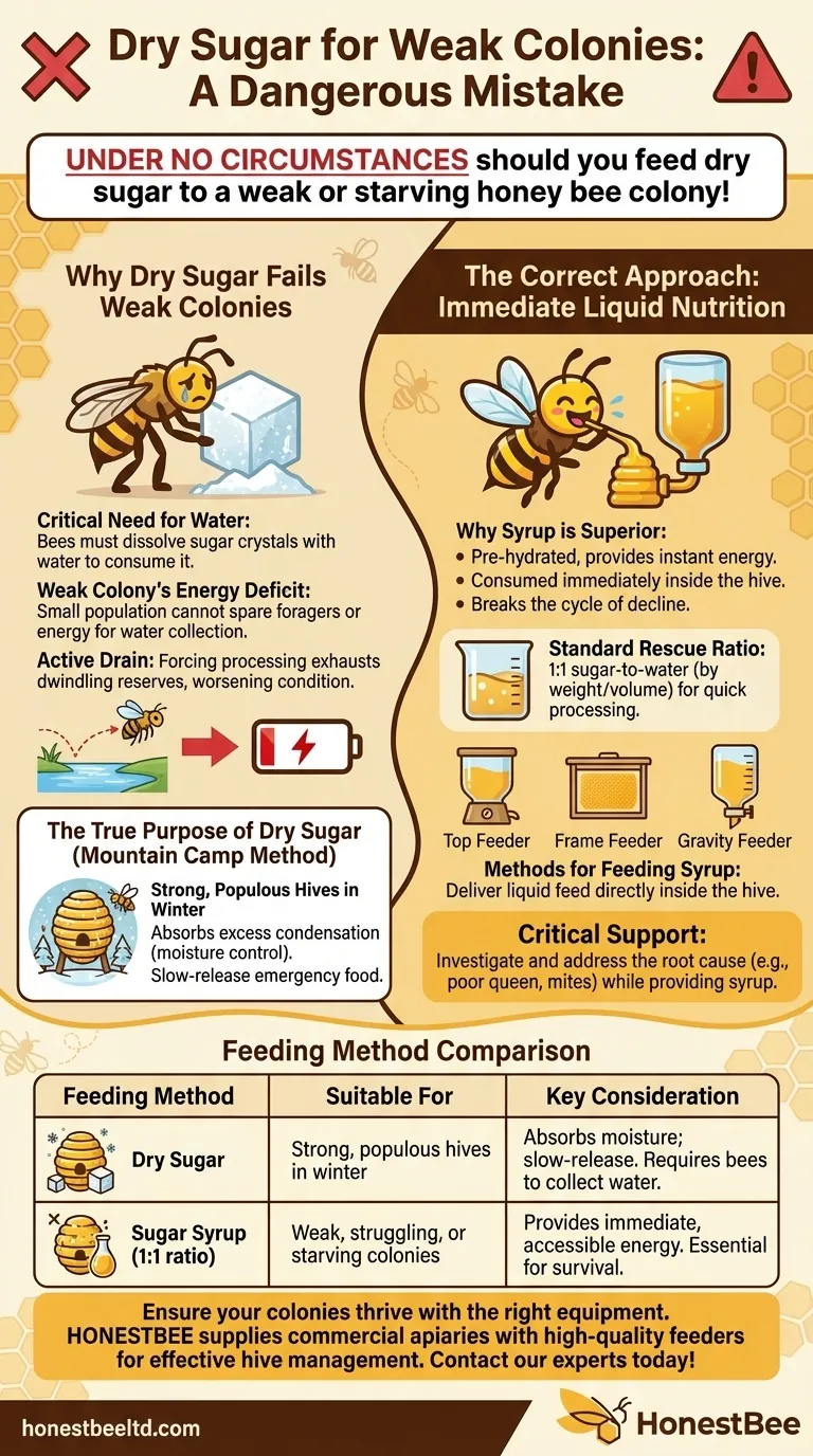 给弱蜂群喂食干糖的注意事项？避免这个关键错误 图解指南