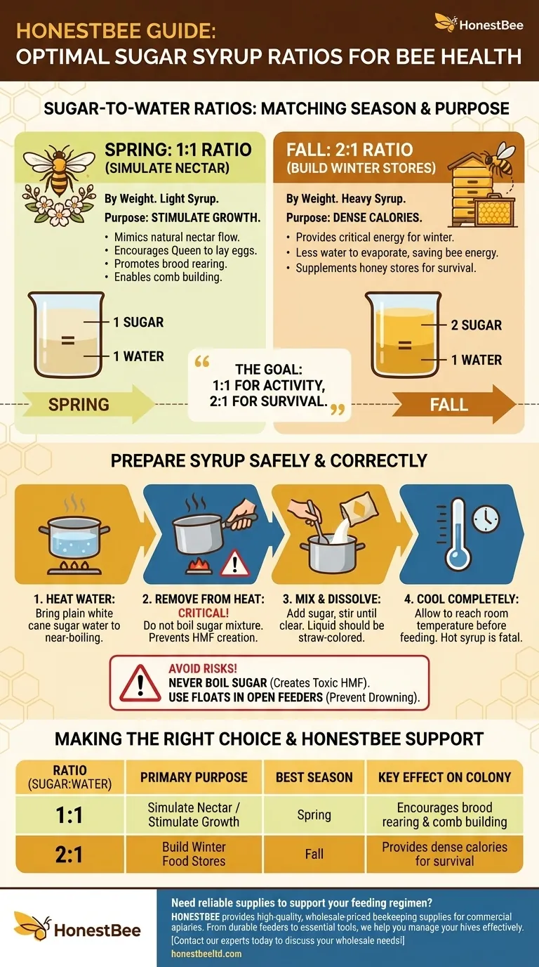 벌을 위한 설탕 시럽을 만들 때 권장되는 설탕 대 물 비율은 얼마입니까? 벌통의 건강을 최적화하세요 시각적 가이드