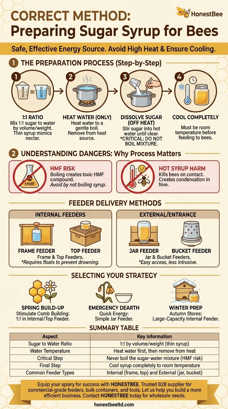 Qual è il metodo corretto per preparare lo sciroppo di zucchero per le api? Assicurare un'alimentazione sicura e non tossica per i vostri alveari Guida Visiva