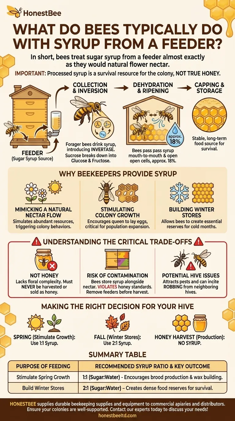What do bees typically do with syrup from a feeder? A Guide to Strategic Bee Colony Support Visual Guide