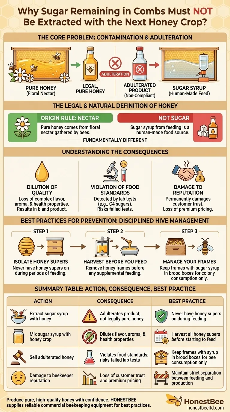 为什么不应该将留在巢脾中的糖浆与下一批蜂蜜一起提取？避免掺假，保护蜂蜜纯度 图解指南