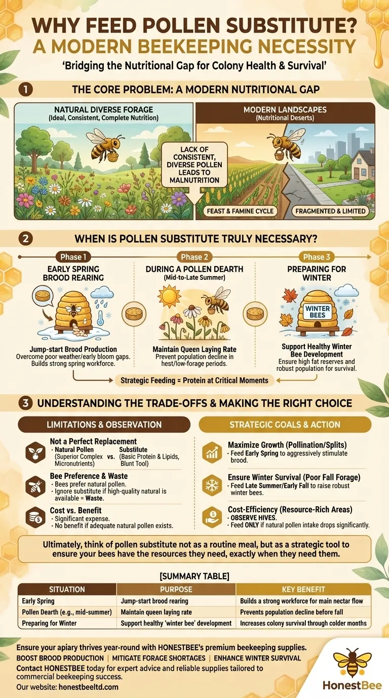 Why has feeding pollen substitute become necessary for beekeepers? Navigate Modern Nutritional Gaps Visual Guide