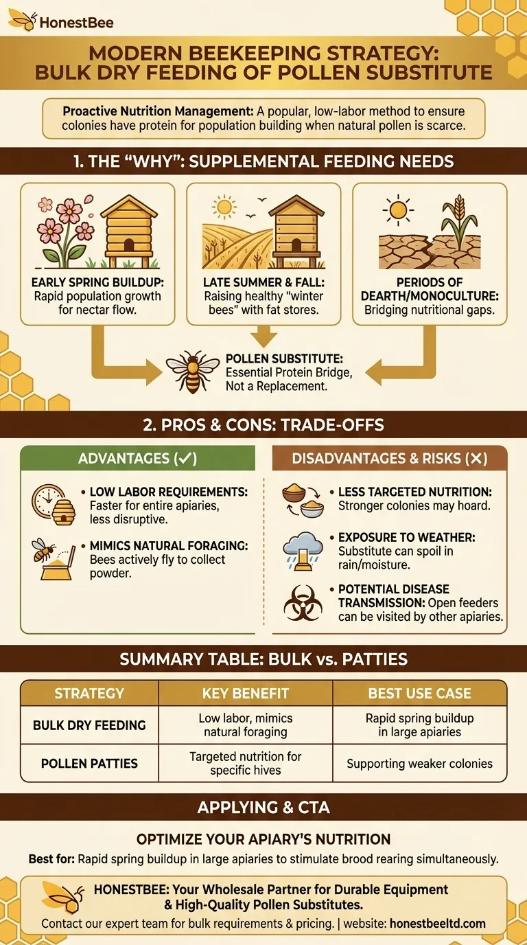 What is one strategy that has gained popularity among beekeepers in recent years? Boost Hive Health with Bulk Dry Feeding Visual Guide
