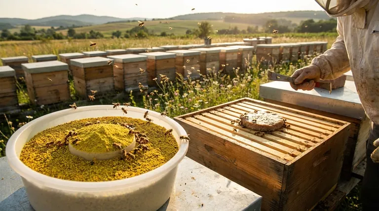 What are the advantages of dry pollen feeding over protein patties? Boost Apiary Health & Efficiency