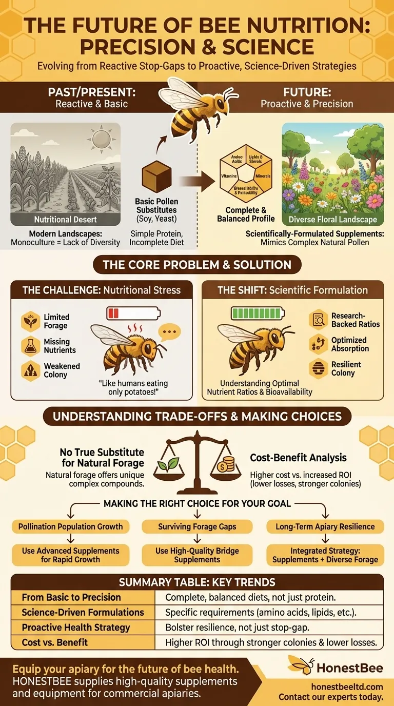What is the future outlook for bee nutrition and pollen supplements? Precision Nutrition for Healthier Hives Visual Guide