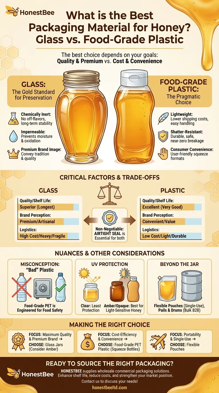 Quel est le meilleur matériau d'emballage pour le miel ? Verre contre plastique pour une qualité et une efficacité maximales Guide Visuel