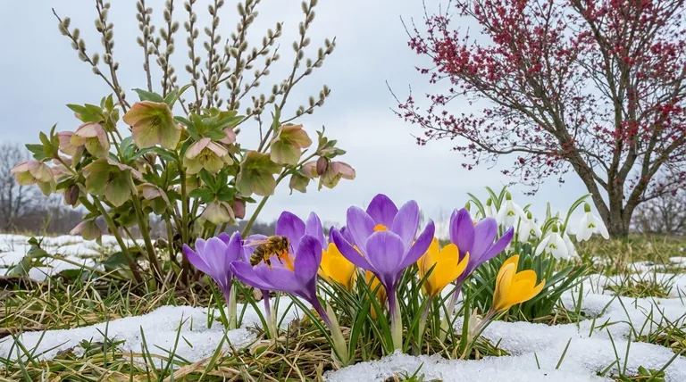 What are some natural sources of pollen for honeybees in early Spring? A Guide to Essential Early Bloomers