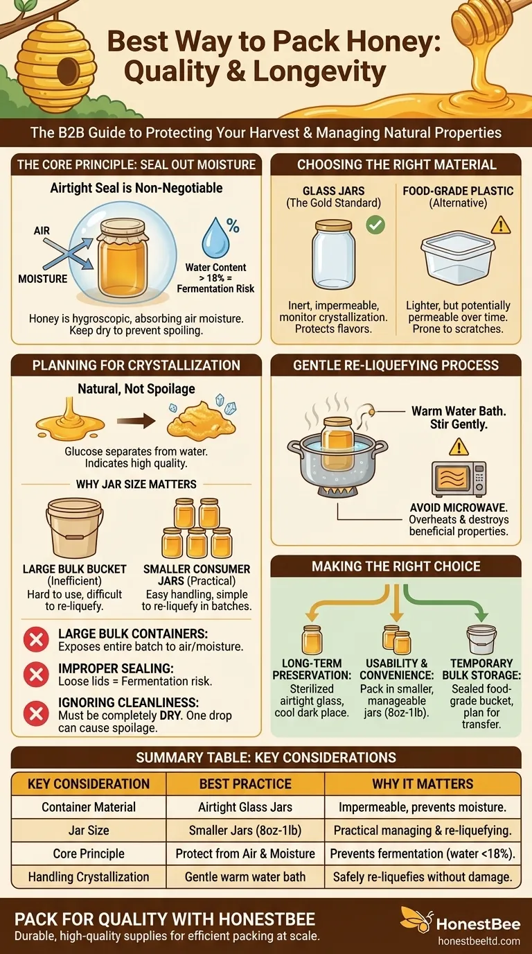 蜂蜜を詰める最善の方法は何ですか？品質を保ち、結晶化を管理する ビジュアルガイド